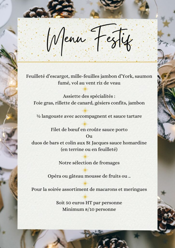 Menu repas de Noël 2024